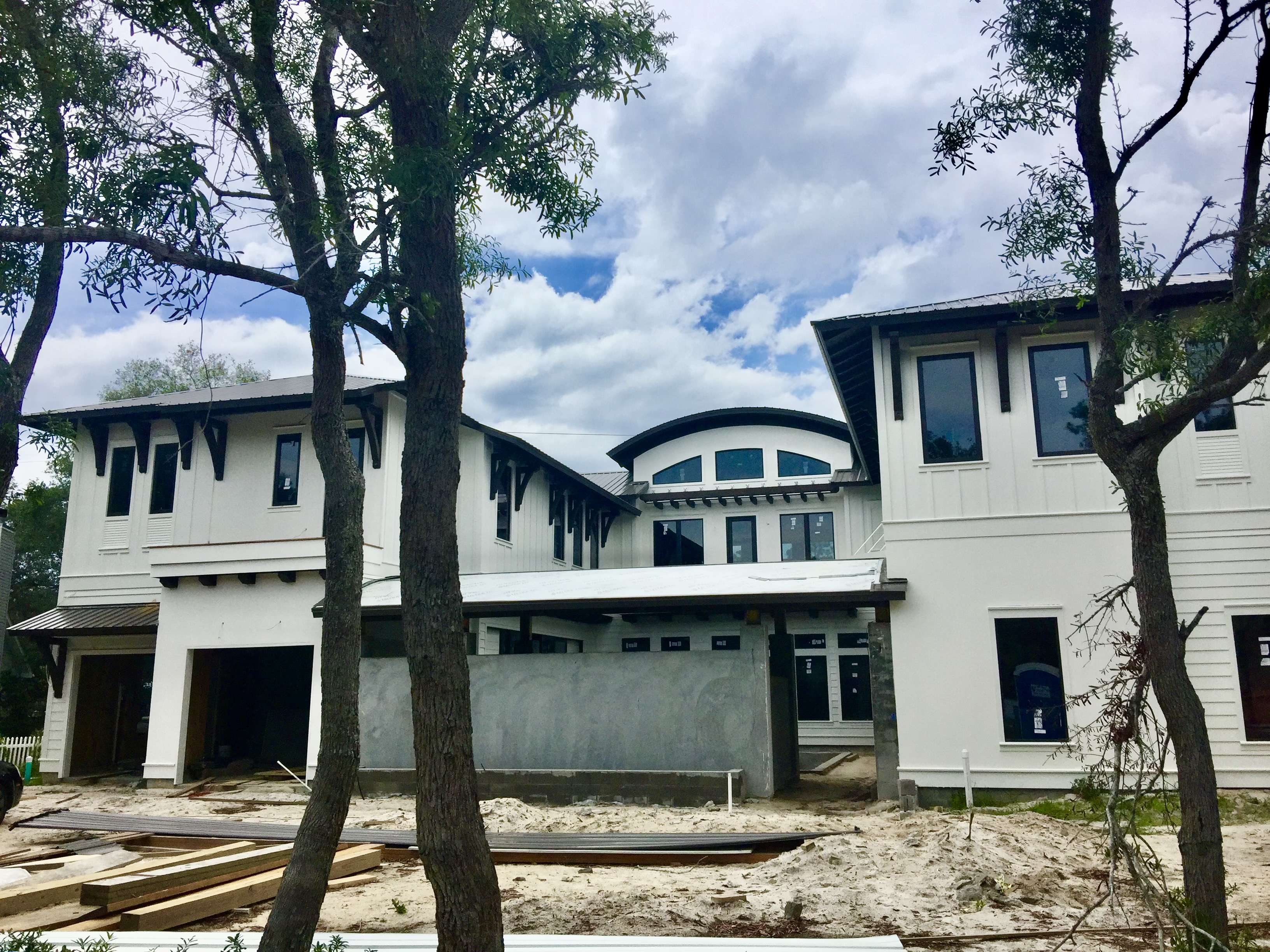 Construction in progress on a house structure
